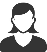 Animated black and white avatar of woman from the shoulders up with no face